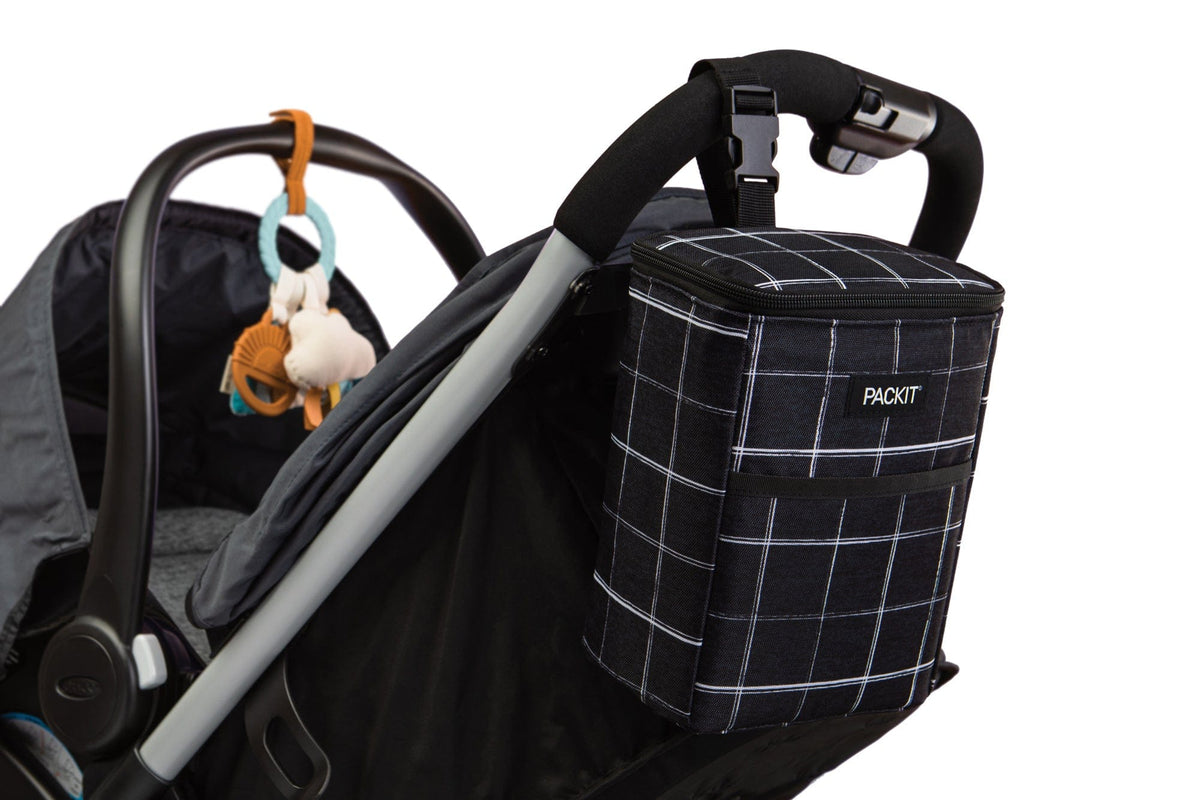 freezable-double-baby-bottle-bag-k3 freezable-double-baby-bottle-bag-black-grid-lifestyle-stroller.jpg
