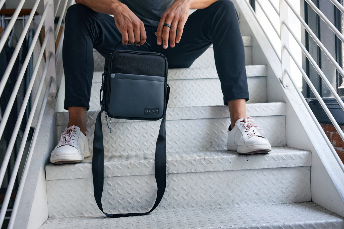 freezable-upright-lunch-box-u0 freezable-upright-lunch-box-black-gray-lifestyle-model-bag-only.jpg